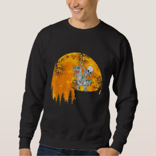 Skeleton Riding Mummy Dinosaur Rex Halloween  Pump Sweatshirt