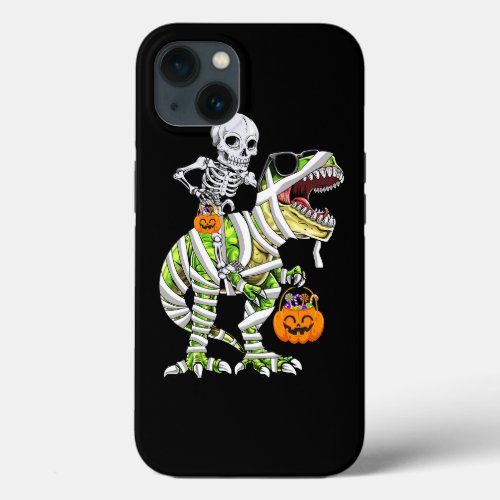 Skeleton Riding Mummy Dinosaur T rex Halloween Fun iPhone 13 Case