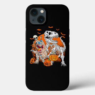 Skeleton Riding Mummy Dinosaur T rex Halloween Fun iPhone 13 Case