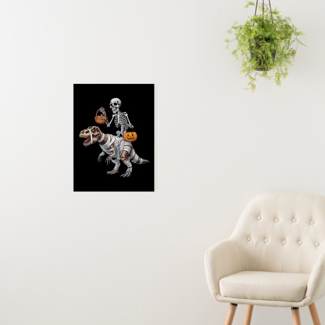 Skeleton Riding Mummy Dinosaur T rex Halloween Fun Foam Board (In Situ (Wall))