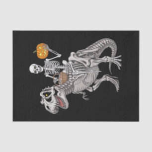 Skeleton Riding Mummy Dinosaur T rex Halloween Tissue Paper