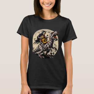 Skeleton Riding Mummy Dinosaur T Rex Pumpkin Funny T-Shirt