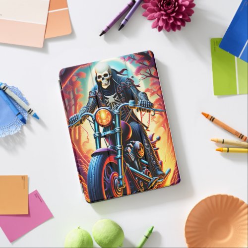 Skeleton Riding through the fire cave iPad Air Cover