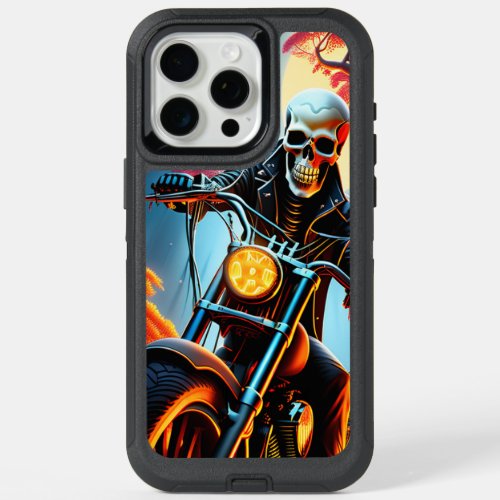 Skeleton Riding through the fire cave iPhone 15 Pro Max Case