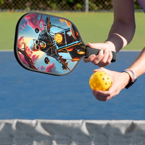 Skeleton Riding through the fire cave Pickleball Paddle