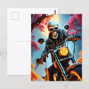 Skeleton Riding through the fire cave Postcard
