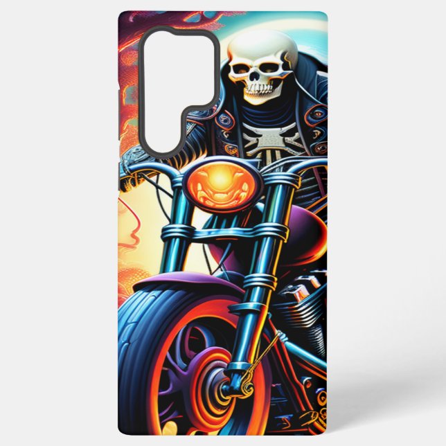 Skeleton Riding through the fire cave Samsung Galaxy Case (Back)