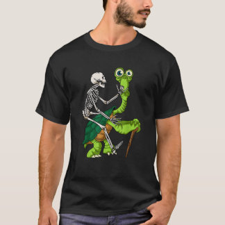Skeleton Riding Turtle Lazy Halloween Costume Funn T-Shirt