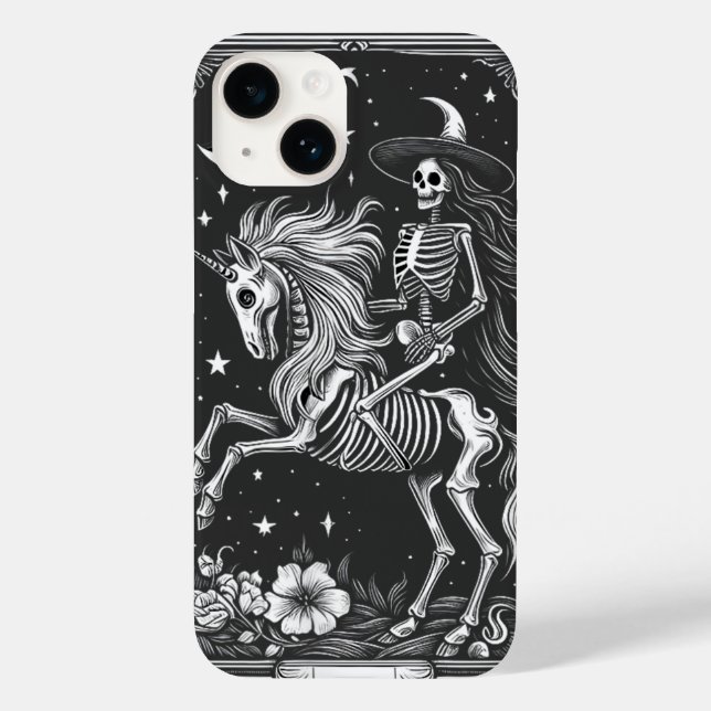 Skeleton Riding Unicorn Skeleton Tarot Card Case-Mate iPhone Case (Back)