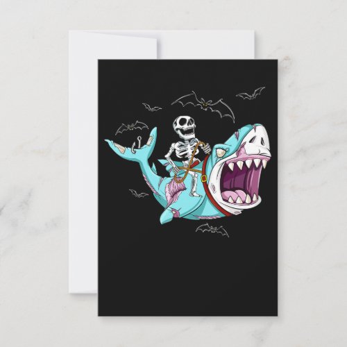 Skeleton Riding Zombie Shark Funny Halloween Gift RSVP Card