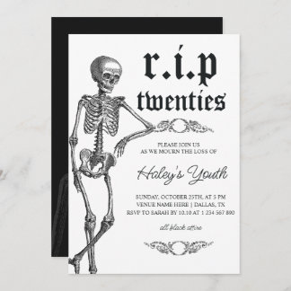 Skeleton RIP Twenties 20s Funny 30th Birthday Invitation