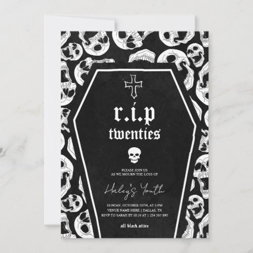 Skeleton RIP Twenties 20s Funny 30th Birthday Invitation