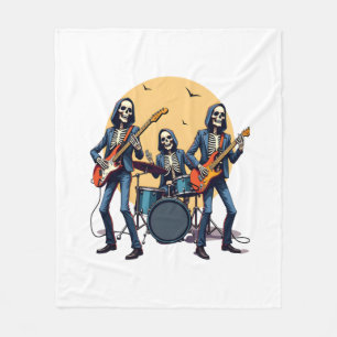 Skeleton Rock Band – Funny Halloween Shirt Fleece Blanket