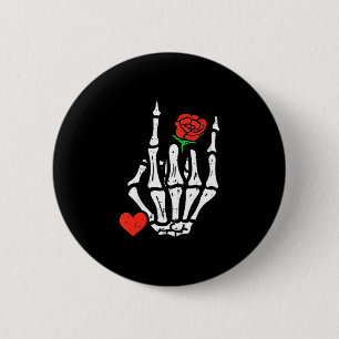 Skeleton Rock Band Punk Rocker Valentines Day Men  Button