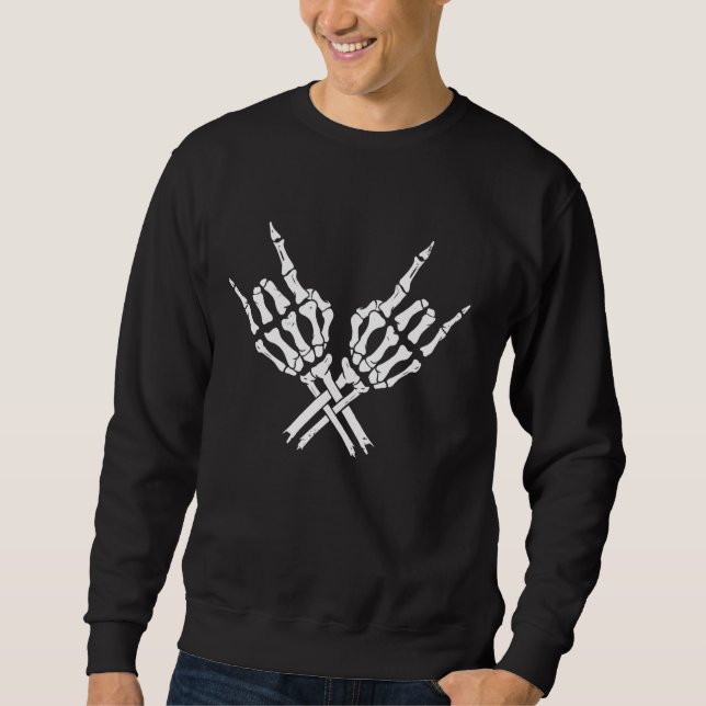 Skeleton Rock Hand Gesture Sweatshirt (Front)