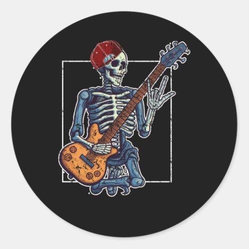 Skeleton Rock Hand Halloween Costume Cool Rock Mus Classic Round Sticker