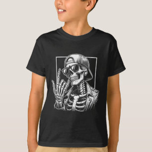 Skeleton Rock Hand Halloween Costume Rocker Cool R T-Shirt