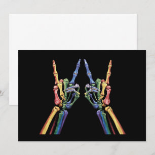 Skeleton Rock Hand LGBTQ Cool Rainbow Flag Gay  Invitation