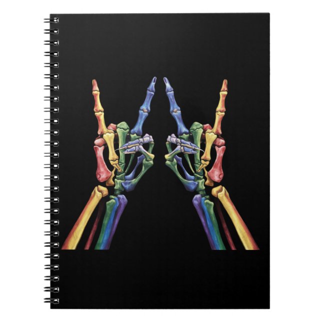 Skeleton Rock Hand LGBTQ Cool Rainbow Flag Gay  Notebook (Front)