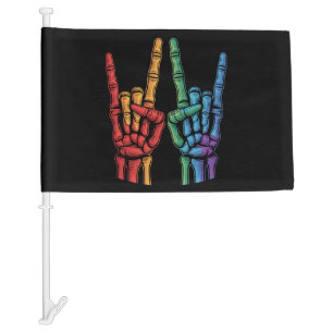 Skeleton Rock Hand LGBTQ Rainbow Flag Gay Pride