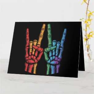 Skeleton Rock Hand LGBTQ Rainbow Flag Gay Pride Card