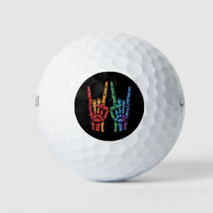 Skeleton Rock Hand LGBTQ Rainbow Flag Gay Pride  Golf Balls