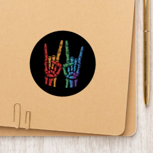 Skeleton Rock Hand LGBTQ Rainbow Flag Gay Pride Patch