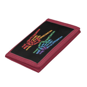 Skeleton Rock Hand LGBTQ Rainbow Flag Gay Pride  Trifold Wallet