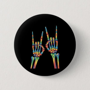 Skeleton Rock Hand Rainbow LGBTQ Gay Lesbian Pride Button