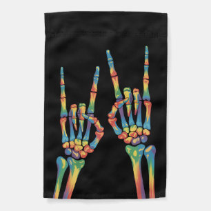 Skeleton Rock Hand Rainbow LGBTQ Gay Lesbian Pride Garden Flag