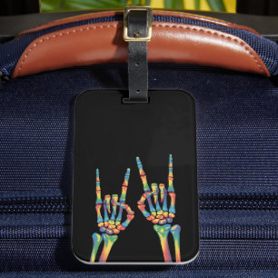 Skeleton Rock Hand Rainbow LGBTQ Gay Lesbian Pride Luggage Tag