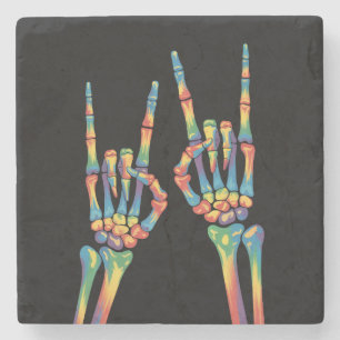 Skeleton Rock Hand Rainbow LGBTQ Gay Lesbian Pride Stone Coaster