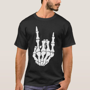 Skeleton Rock Hand Sign Guitar Pick Guitarists Gui T-Shirt