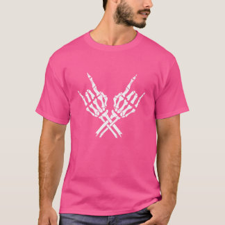 Skeleton Rock Horns Hand Symbol Gesture T-Shirt