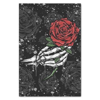 Skeleton Rose Offering Silver Black Gothic Glam Tissue Paper by printabledigidesigns at Zazzle