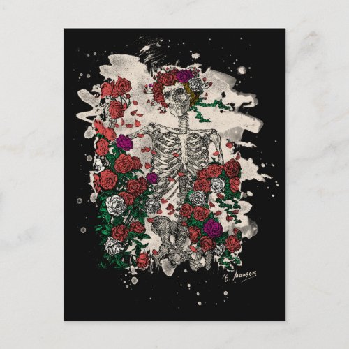 Skeleton  Roses  bleached Version Postcard