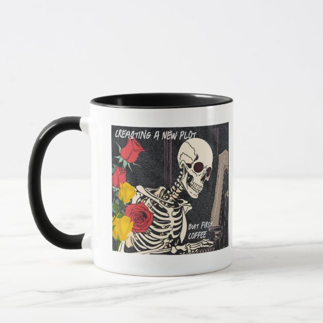Skeleton & Roses Writer's Mug (Left)