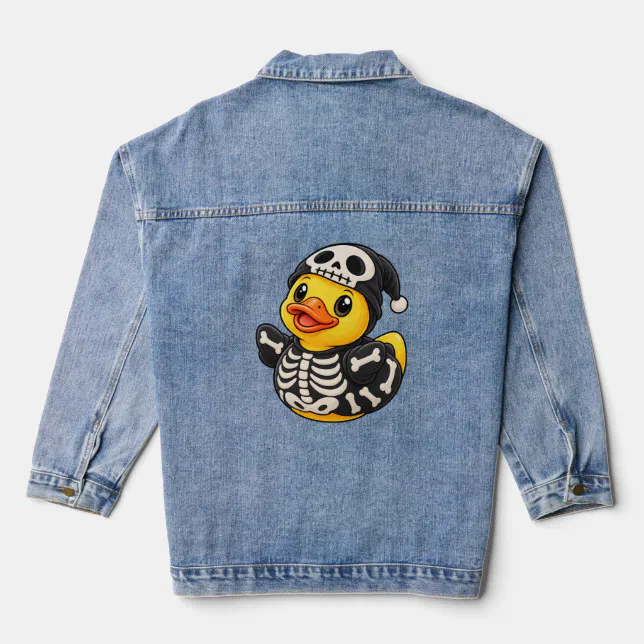 Rubber Wallets Skeleton Rubber Duck Halloween Costume Denim Jacket | Zazzle