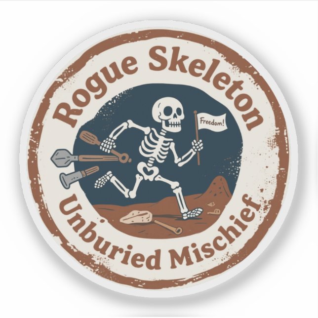 Skeleton Running With Tools Humor Sticker (Front)