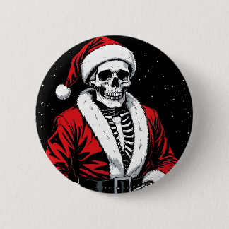 Skeleton Santa Button