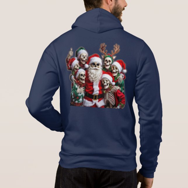 Skeleton Santa Christmas Group Photo – Festive 3D  Hoodie (Back)