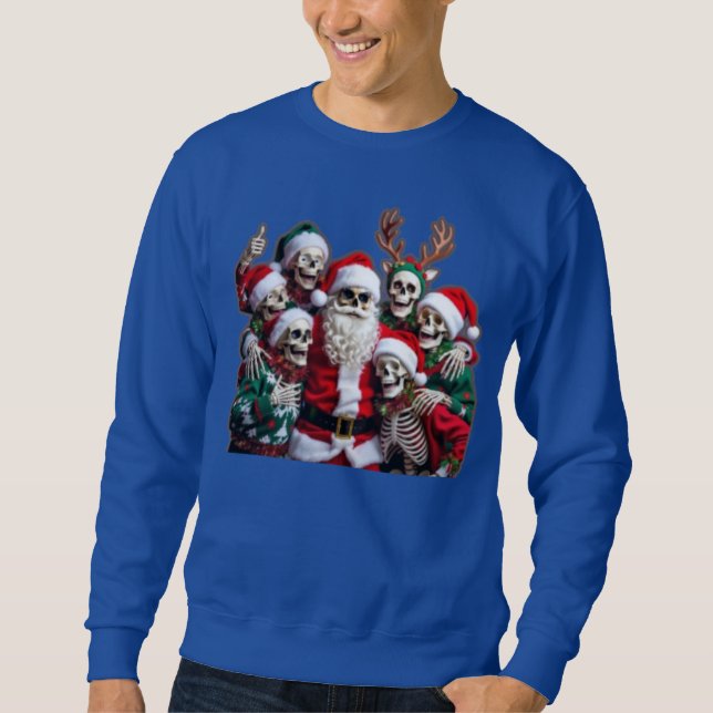 Skeleton Santa Christmas Group Photo – Festive 3D  Sweatshirt (Front)