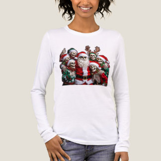 Skeleton Santa Christmas Group Photo – Festive 3D Tri-Blend Shirt