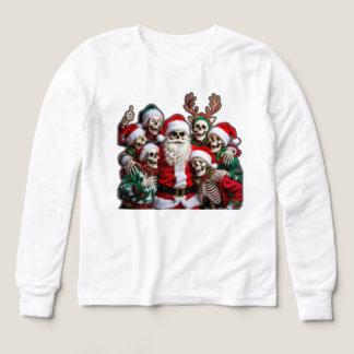 Skeleton Santa Christmas Group Photo – Festive 3D Tri-Blend Shirts