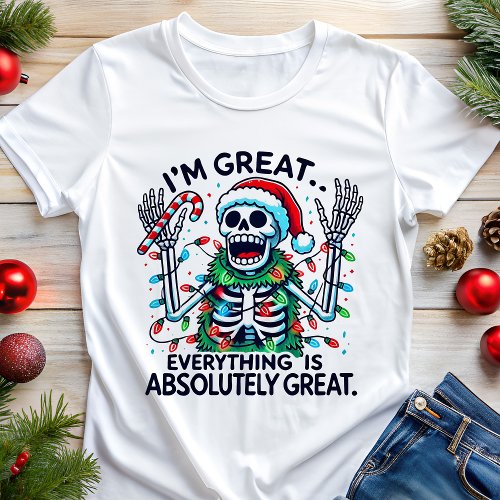 Skeleton Santa I'M Great Funny Christmas Tri-Blend Shirt