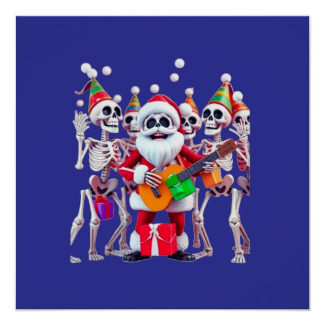 **Skeleton Santa Party – Funny 3D Christmas Skelet Poster (Front)