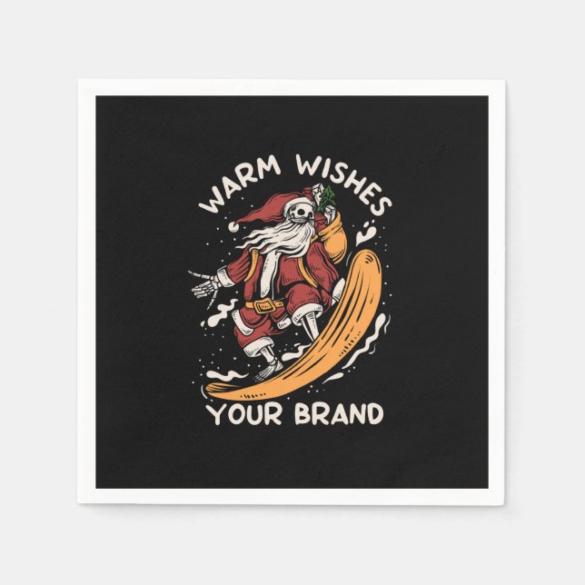 skeleton-santa-playing-snowboarding-snow-winter-ti napkins (Front)