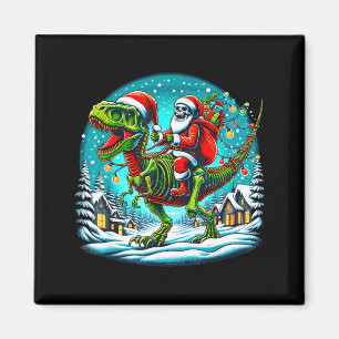 Skeleton Santa Riding T Rex Dinosaur Funny Christm Magnet