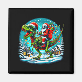 Skeleton Santa Riding T Rex Dinosaur Funny Christm Magnet