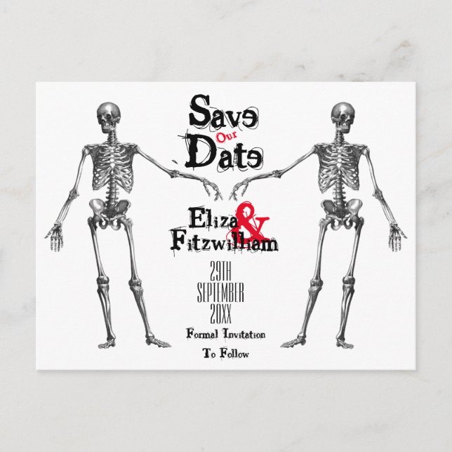 Skeleton Save The Date Postcard (Front)
